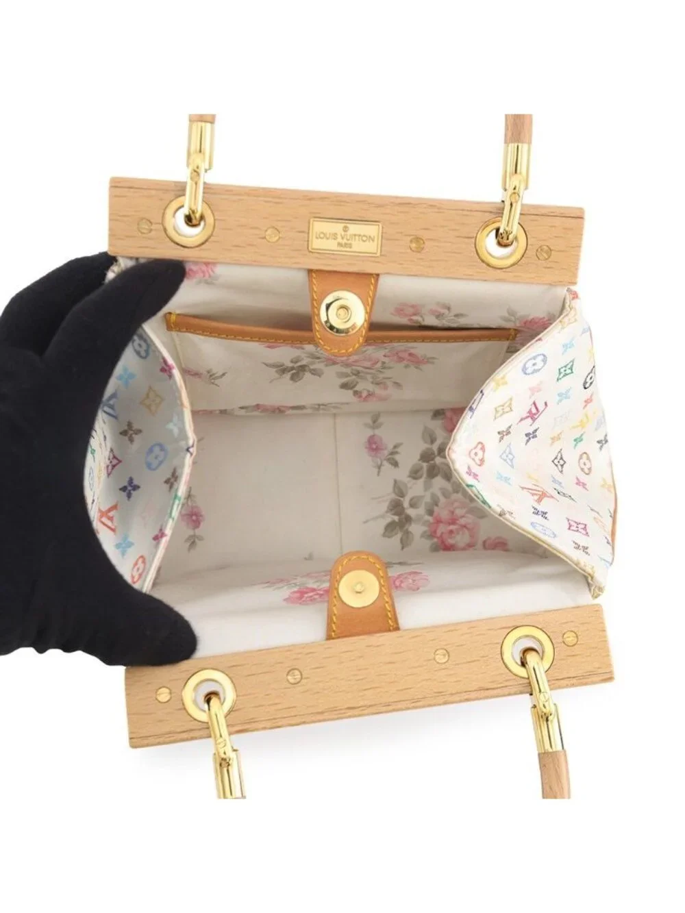 Louis Vuitton Handbag Monogram Multicolor Satin Abelia Bag White